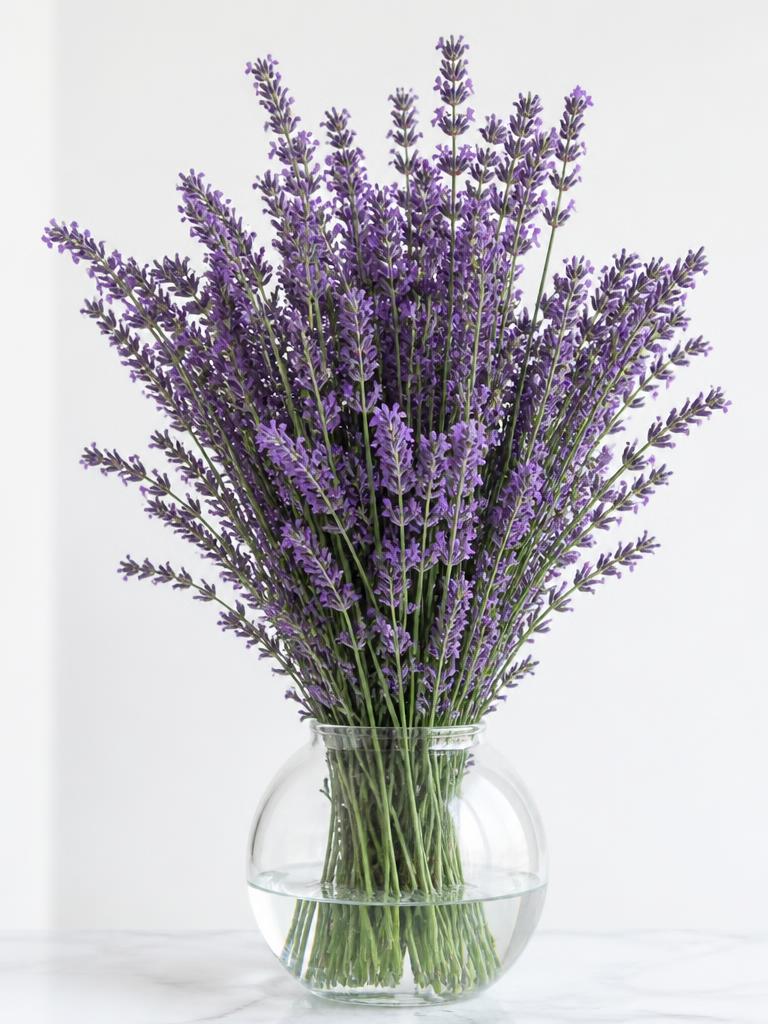 Lavender bouquet in a glass vase